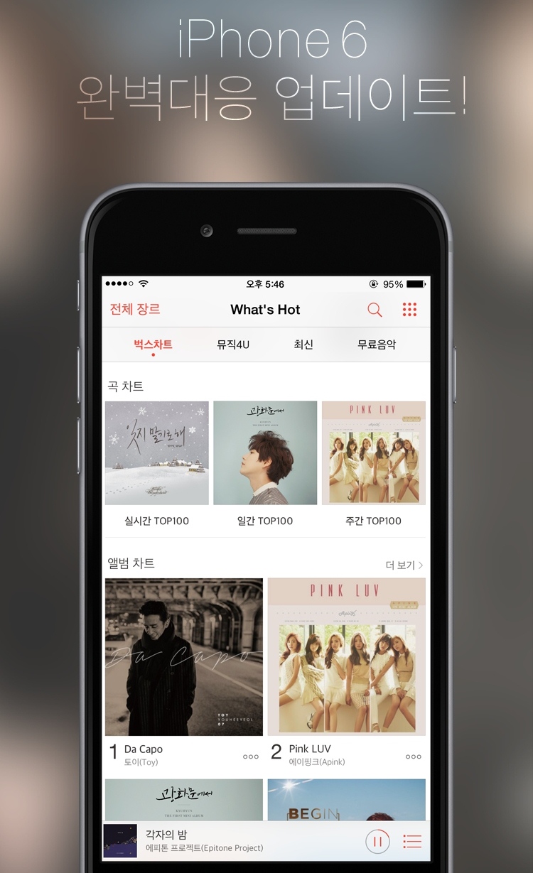 [네오위즈인터넷] 이미지- 음악포털 벅스 아이폰6 최적화 업데이트 실시.jpg
